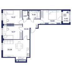 Квартира 83,4 м², 3-комнатная - изображение 2