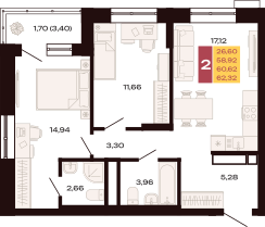 68,7 м², 2-комнатная квартира 11 199 950 ₽ - изображение 10