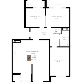 Квартира 124,4 м², 3-комнатная - изображение 1