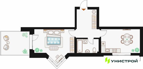Квартира 52,3 м², 1-комнатная - изображение 1