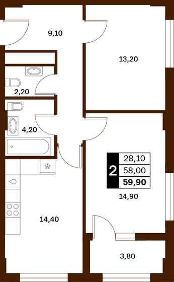 53,4 м², 2-комнатная квартира 6 500 000 ₽ - изображение 89