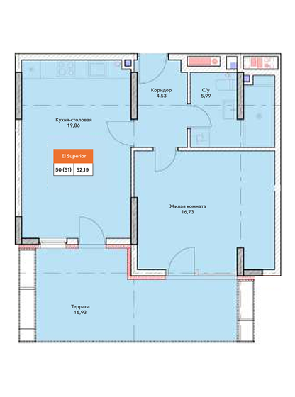 51,3 м², 1-комнатная квартира 11 683 287 ₽ - изображение 14
