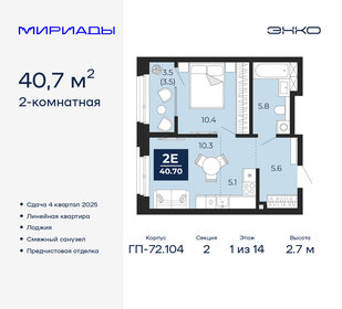 Квартира 40,7 м², 2-комнатная - изображение 1