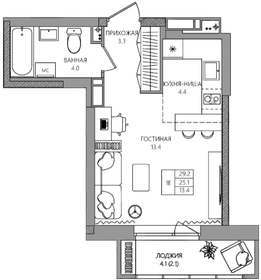 Квартира 27,2 м², студия - изображение 1