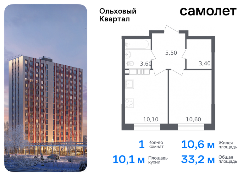 33,5 м², 1-комнатная квартира 11 017 088 ₽ - изображение 33