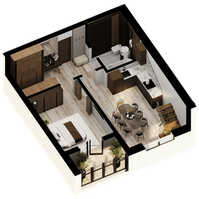 Квартира 58,3 м², 1-комнатные - изображение 1