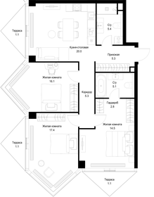 Квартира 95,2 м², 3-комнатная - изображение 2