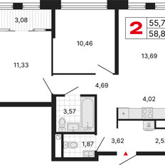 Квартира 58,9 м², 2-комнатная - изображение 2