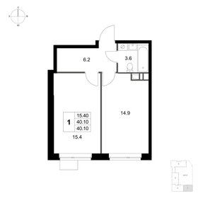 Квартира 40,1 м², 1-комнатная - изображение 1