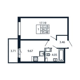 Квартира 34,2 м², 1-комнатная - изображение 3