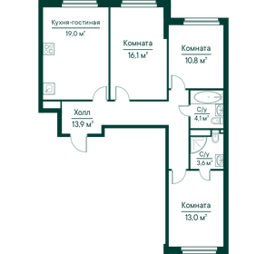 Квартира 80,5 м², 3-комнатная - изображение 1