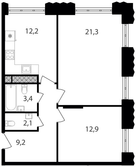 62,8 м², 3-комнатная квартира 14 500 000 ₽ - изображение 80