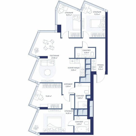 164 м², 3-комнатная квартира 177 000 000 ₽ - изображение 137