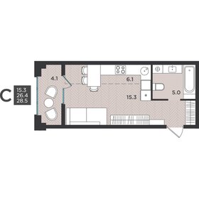 Квартира 28,5 м², студия - изображение 1