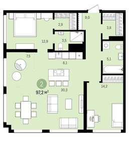 Квартира 90,5 м², 3-комнатная - изображение 1