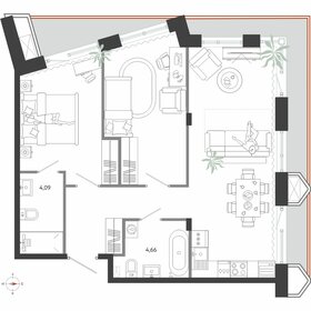 Квартира 74,3 м², 2-комнатная - изображение 1