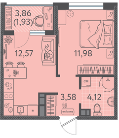 Квартира 33,7 м², 1-комнатная - изображение 1