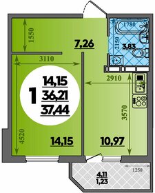 Квартира 37,4 м², 1-комнатная - изображение 1