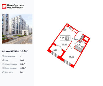 Квартира 38,1 м², 1-комнатная - изображение 1
