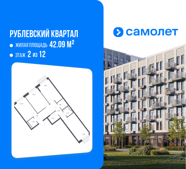 58,2 м², 3-комнатная квартира 15 374 112 ₽ - изображение 54