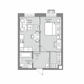 Квартира 42,2 м², 1-комнатная - изображение 1