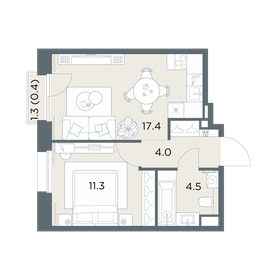 Квартира 37,6 м², 1-комнатная - изображение 1