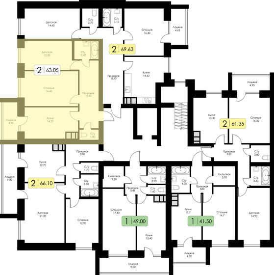 69,7 м², 2-комнатная квартира 3 622 320 ₽ - изображение 27
