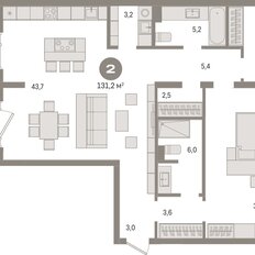 Квартира 131,2 м², 2-комнатная - изображение 3