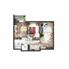 Квартира 63,2 м², 2-комнатная - изображение 2