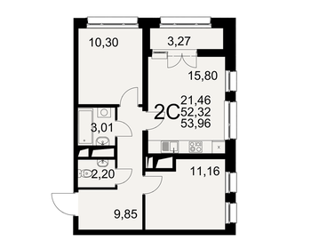 Квартира 54 м², 2-комнатная - изображение 1