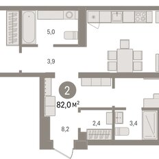 Квартира 82 м², 2-комнатная - изображение 3