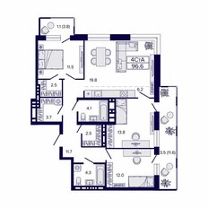 Квартира 96,6 м², 4-комнатная - изображение 2