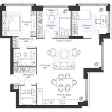 Квартира 93,3 м², 3-комнатная - изображение 3