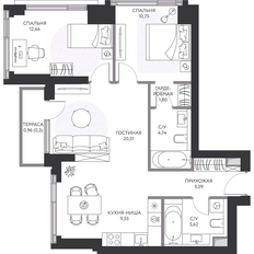 Квартира 72,6 м², 2-комнатная - изображение 3