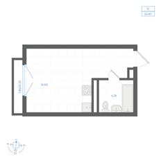 Квартира 24,7 м², студия - изображение 3