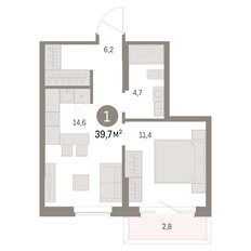 Квартира 39,7 м², 1-комнатная - изображение 3