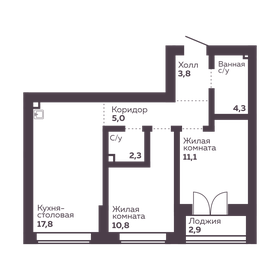 Квартира 55,1 м², 2-комнатная - изображение 1