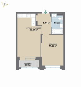 Квартира 48,3 м², 1-комнатная - изображение 2