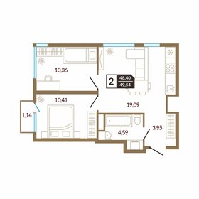 Квартира 49,5 м², 2-комнатная - изображение 1