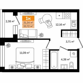 Квартира 33,7 м², 1-комнатная - изображение 1