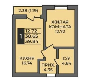 Квартира 40 м², 1-комнатная - изображение 1