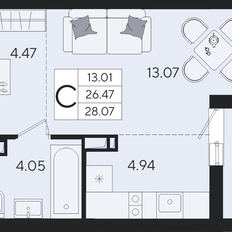 Квартира 28,1 м², студия - изображение 2