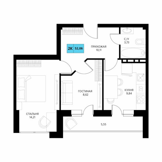 51,6 м², 2-комнатные апартаменты 8 119 125 ₽ - изображение 35