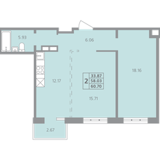 Квартира 60,7 м², 2-комнатная - изображение 2