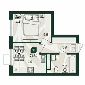 Квартира 29,5 м², 1-комнатная - изображение 1