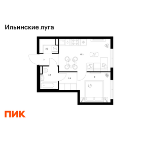 Квартира 34,7 м², 1-комнатная - изображение 1