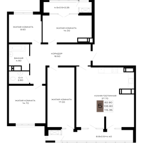 Квартира 115,4 м², 5-комнатная - изображение 1