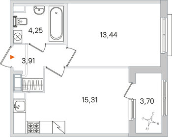 Квартира 38,8 м², 1-комнатная - изображение 1