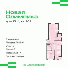Квартира 74,5 м², 3-комнатная - изображение 1