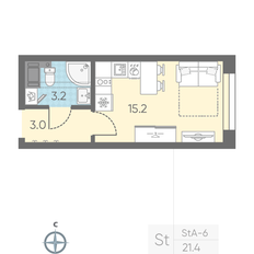 Квартира 21,4 м², студия - изображение 2